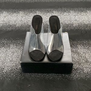 Black Glass Slipper Heels